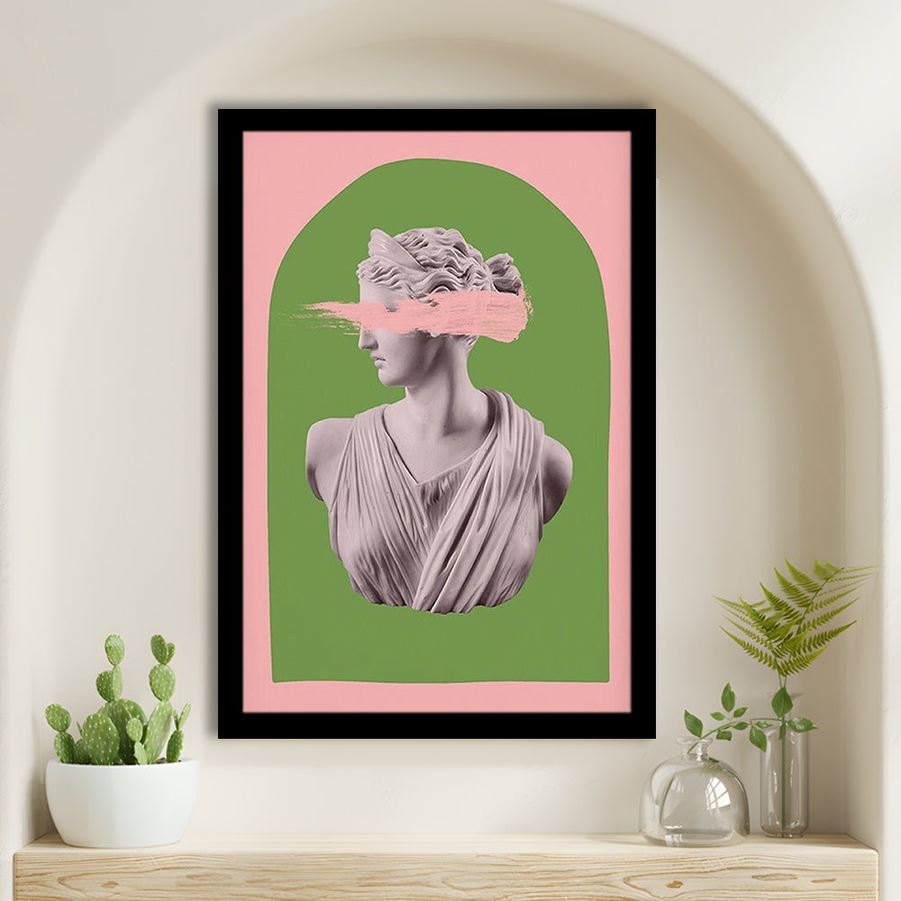 Ancient Aesthetic Statue Head Print Artemis Print Wall Art Green Wall Print, Framed Art Prints Wall Decor