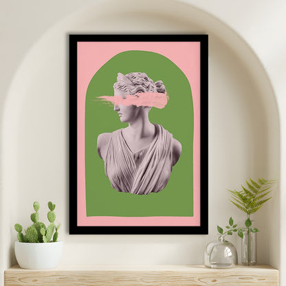 Ancient Aesthetic Statue Head Print Artemis Print Wall Art Green Wall Print, Framed Art Prints Wall Decor