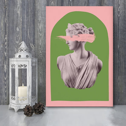 Ancient Aesthetic Statue Head Print Artemis Print Wall Art Green Wall Print, Canvas Prints Wall Art
