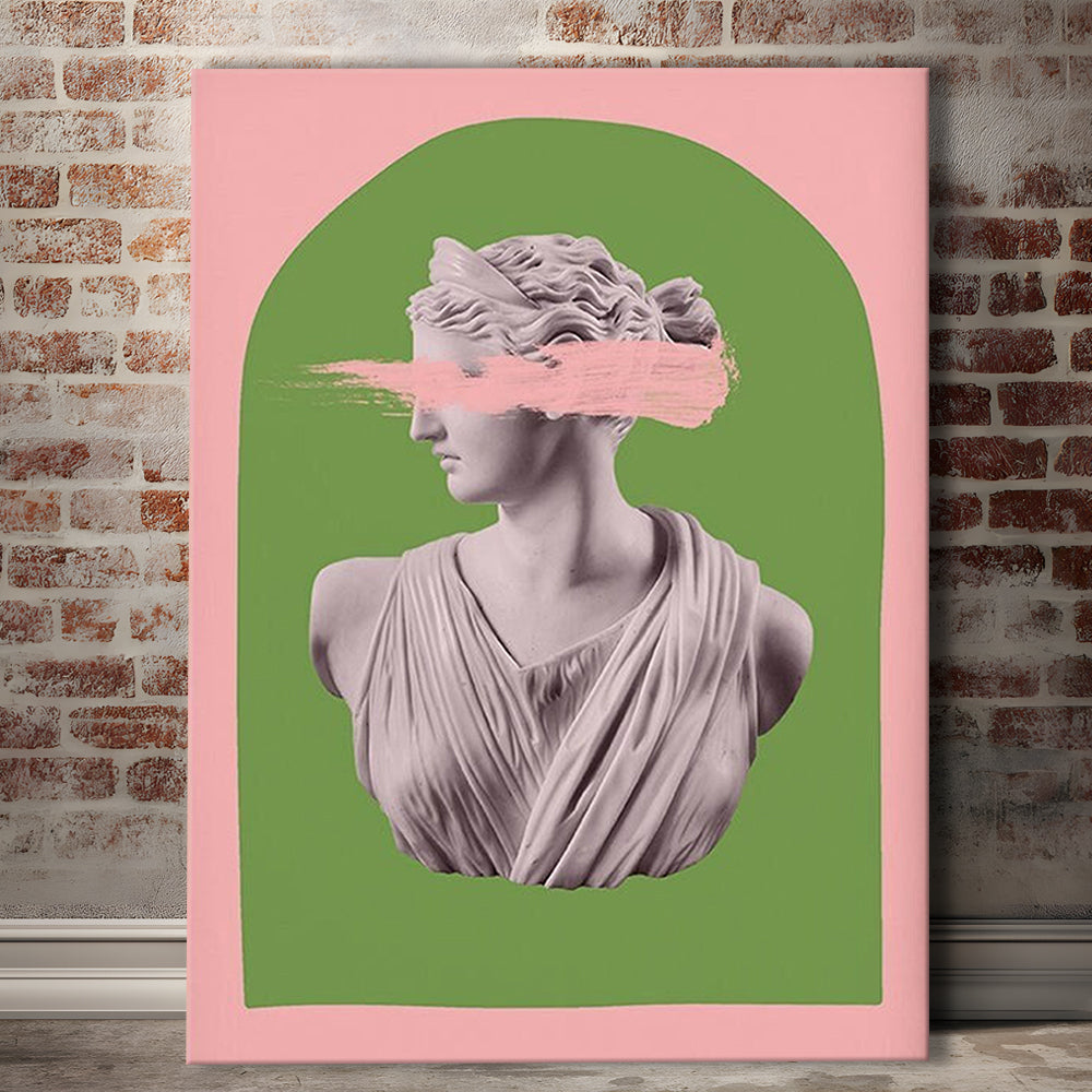 Ancient Aesthetic Statue Head Print Artemis Print Wall Art Green Wall Print, Canvas Prints Wall Art