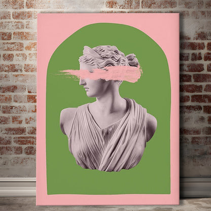 Ancient Aesthetic Statue Head Print Artemis Print Wall Art Green Wall Print, Canvas Prints Wall Art