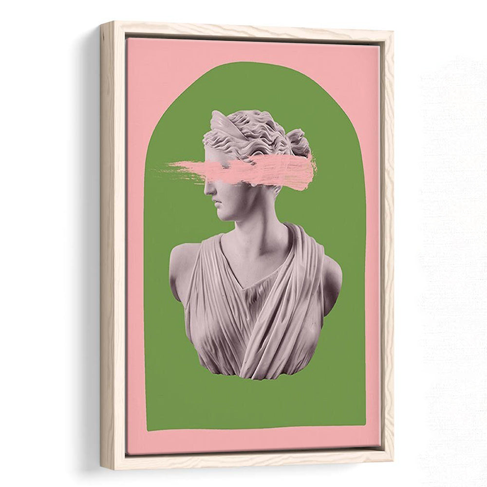 Ancient Aesthetic Statue Head Print Artemis Print Wall Art Green Wall Print, Framed Canvas Prints Wall Art