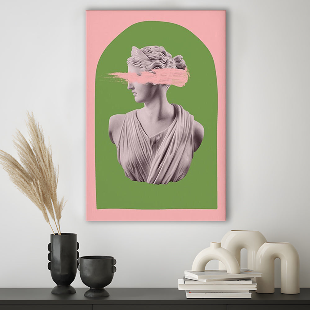 Ancient Aesthetic Statue Head Print Artemis Print Wall Art Green Wall Print, Canvas Prints Wall Art
