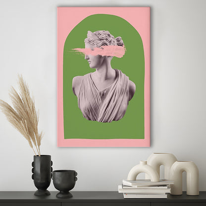 Ancient Aesthetic Statue Head Print Artemis Print Wall Art Green Wall Print, Canvas Prints Wall Art