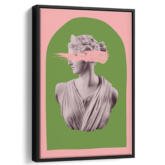 Ancient Aesthetic Statue Head Print Artemis Print Wall Art Green Wall Print, Framed Canvas Prints Wall Art