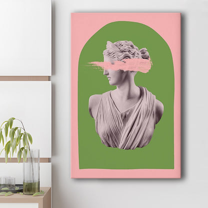 Ancient Aesthetic Statue Head Print Artemis Print Wall Art Green Wall Print, Canvas Prints Wall Art