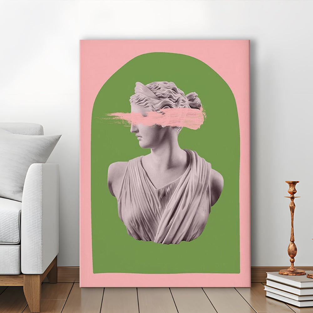 Ancient Aesthetic Statue Head Print Artemis Print Wall Art Green Wall Print, Canvas Prints Wall Art
