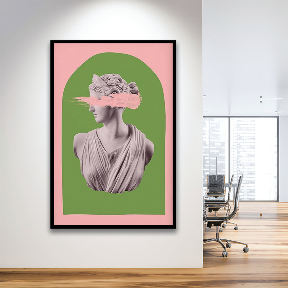 Ancient Aesthetic Statue Head Print Artemis Print Wall Art Green Wall Print, Framed Art Prints Wall Decor