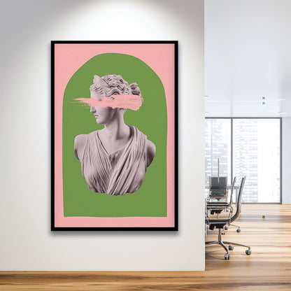 Ancient Aesthetic Statue Head Print Artemis Print Wall Art Green Wall Print, Framed Art Prints Wall Decor