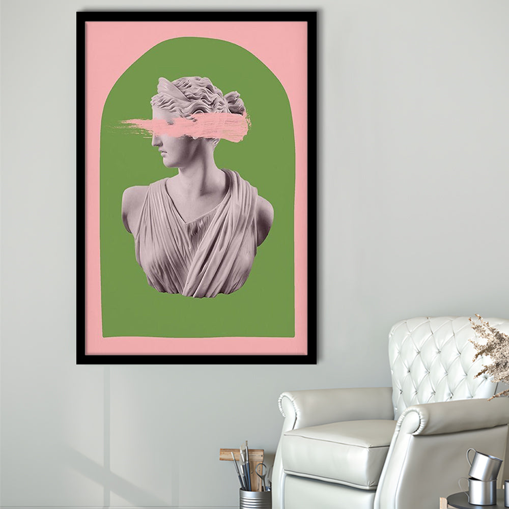Ancient Aesthetic Statue Head Print Artemis Print Wall Art Green Wall Print, Framed Art Prints Wall Decor