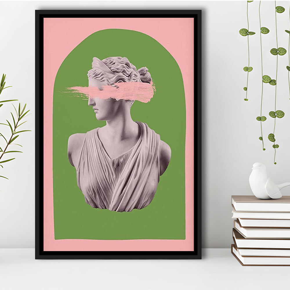 Ancient Aesthetic Statue Head Print Artemis Print Wall Art Green Wall Print, Framed Canvas Prints Wall Art