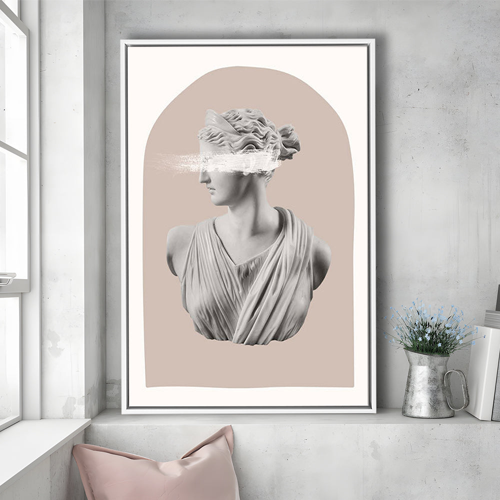 Ancient Aesthetic Statue Head Print Artemis Print Wall Art Neutral Wall Print, Framed Canvas Prints Wall Art
