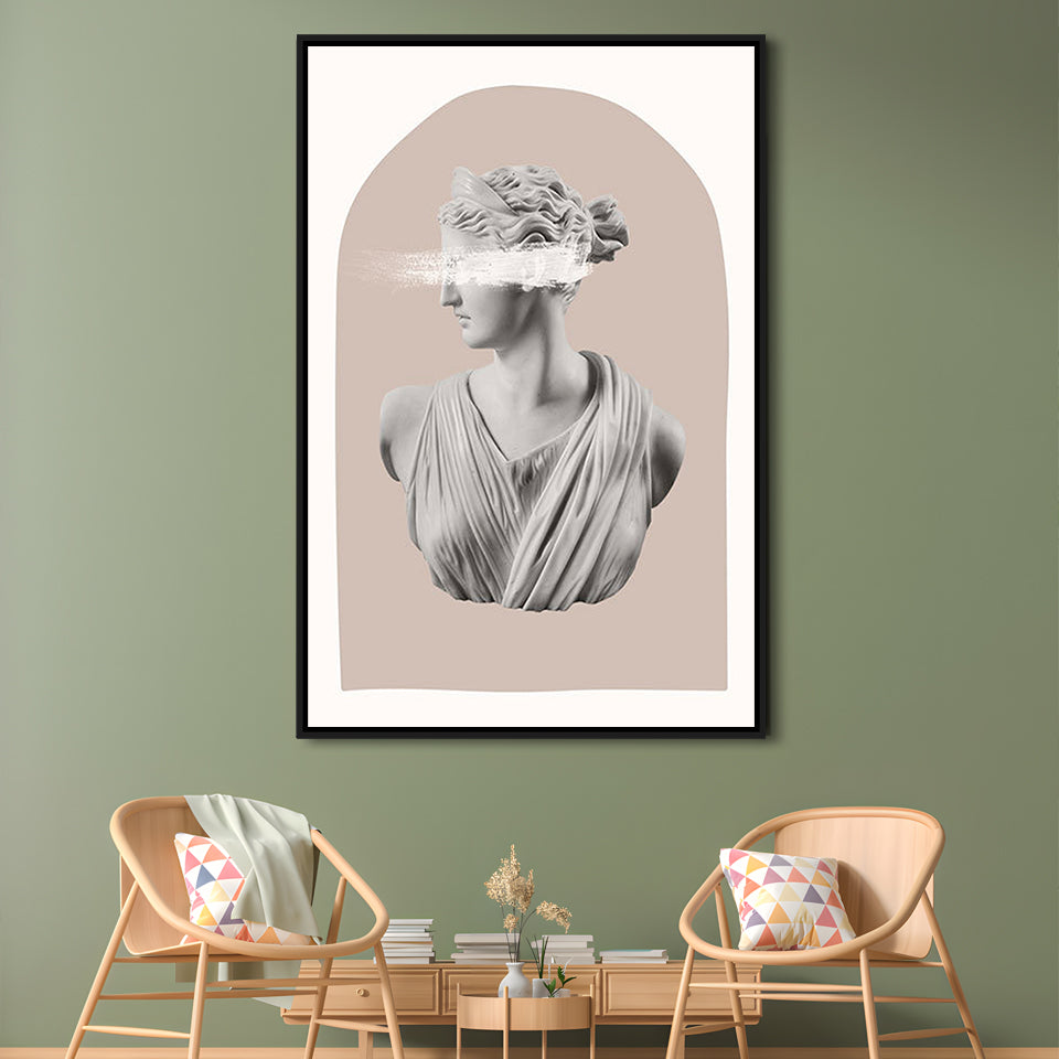 Ancient Aesthetic Statue Head Print Artemis Print Wall Art Neutral Wall Print, Framed Canvas Prints Wall Art