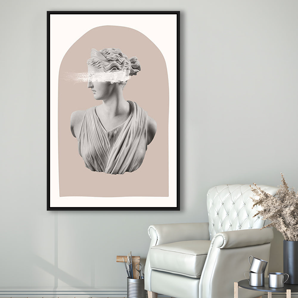 Ancient Aesthetic Statue Head Print Artemis Print Wall Art Neutral Wall Print, Framed Canvas Prints Wall Art