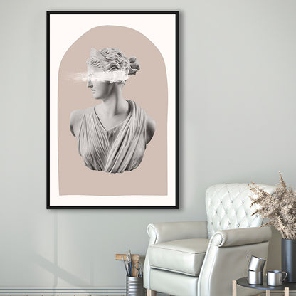 Ancient Aesthetic Statue Head Print Artemis Print Wall Art Neutral Wall Print, Framed Canvas Prints Wall Art
