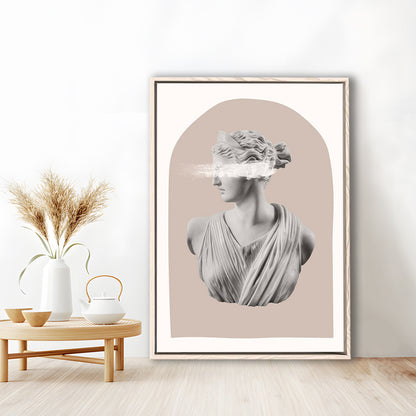 Ancient Aesthetic Statue Head Print Artemis Print Wall Art Neutral Wall Print, Framed Canvas Prints Wall Art