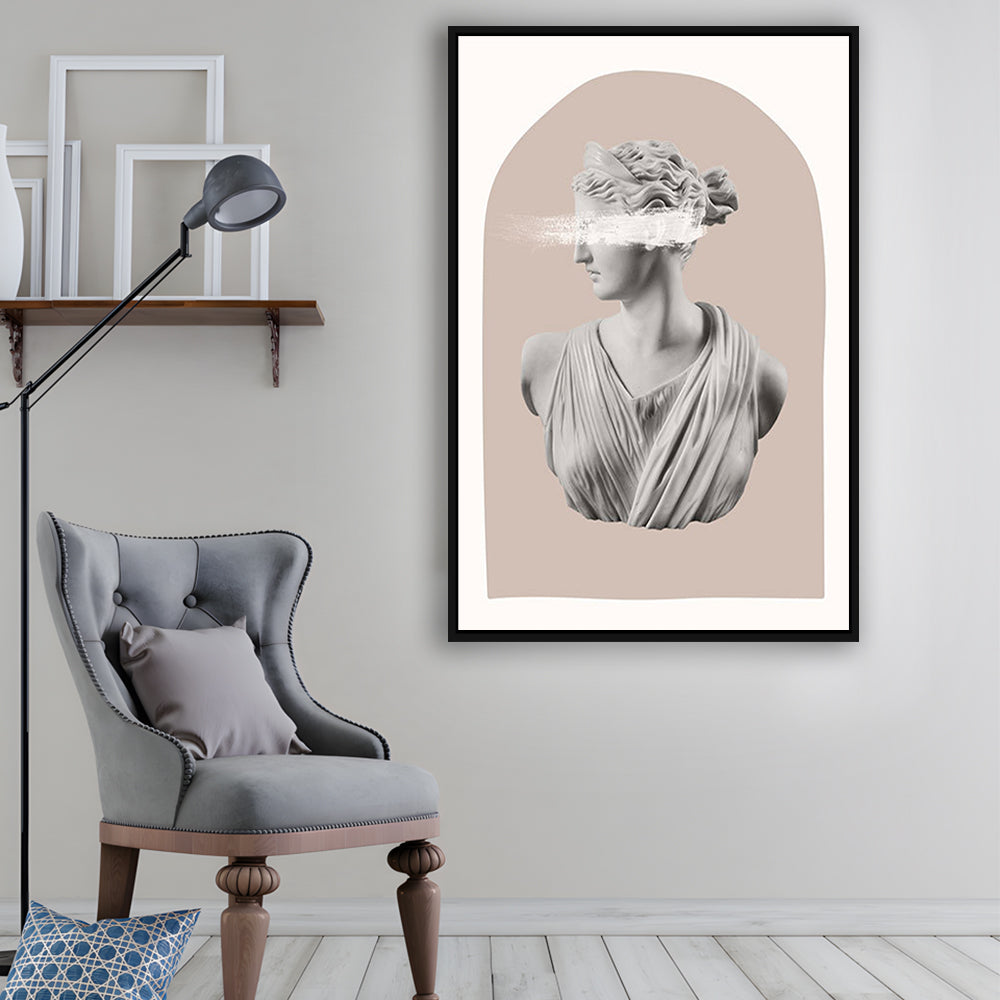 Ancient Aesthetic Statue Head Print Artemis Print Wall Art Neutral Wall Print, Framed Canvas Prints Wall Art