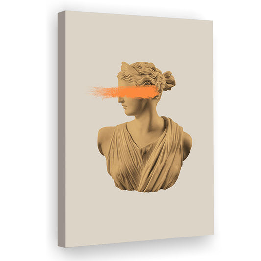 Ancient Aesthetic Statue Head Print Artemis Print Wall Art Orange Wall Print, Canvas Prints Wall Art