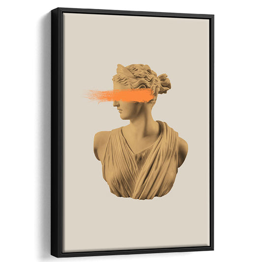 Ancient Aesthetic Statue Head Print Artemis Print Wall Art Orange Wall Print, Framed Canvas Prints Wall Art