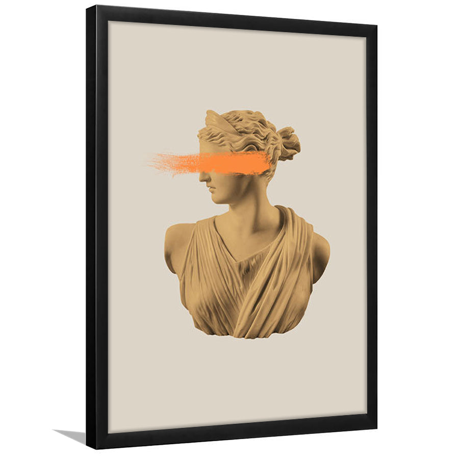 Ancient Aesthetic Statue Head Print Artemis Print Wall Art Orange Wall Print, Framed Art Prints Wall Decor