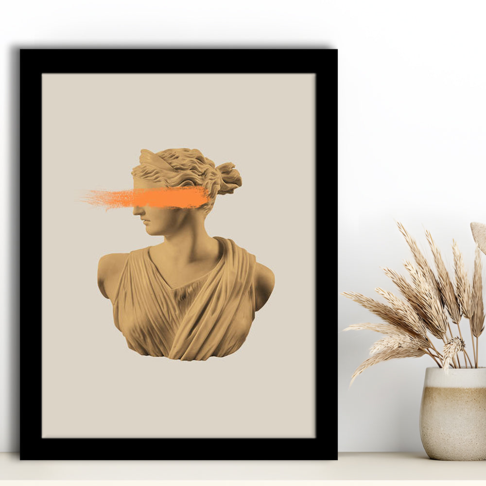 Ancient Aesthetic Statue Head Print Artemis Print Wall Art Orange Wall Print, Framed Art Prints Wall Decor