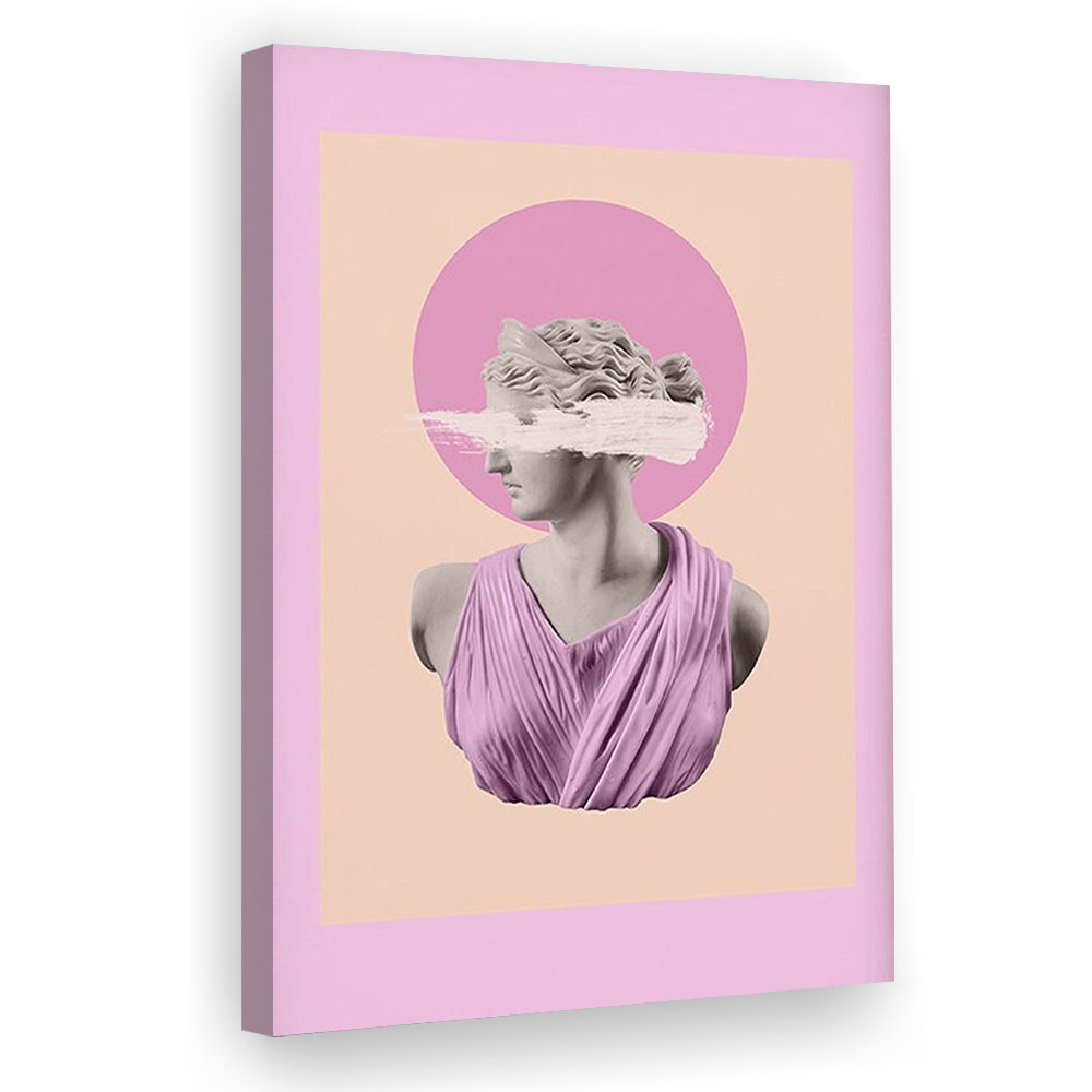 Ancient Aesthetic Statue Head Print Artemis Print Wall Art Pink Wall Print, Canvas Prints Wall Art