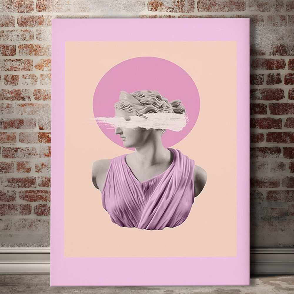 Ancient Aesthetic Statue Head Print Artemis Print Wall Art Pink Wall Print, Canvas Prints Wall Art
