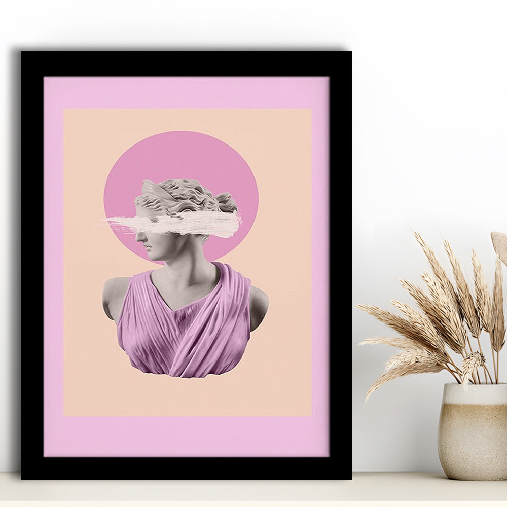 Ancient Aesthetic Statue Head Print Artemis Print Wall Art Pink Wall Print, Framed Art Prints Wall Decor