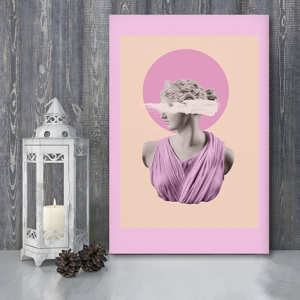 Ancient Aesthetic Statue Head Print Artemis Print Wall Art Pink Wall Print, Canvas Prints Wall Art