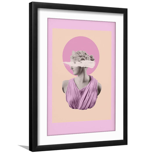 Ancient Aesthetic Statue Head Print Artemis Print Wall Art Pink Wall Print, Framed Art Prints White Border Wall Decor