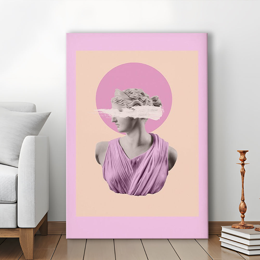Ancient Aesthetic Statue Head Print Artemis Print Wall Art Pink Wall Print, Canvas Prints Wall Art