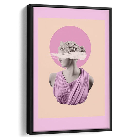 Ancient Aesthetic Statue Head Print Artemis Print Wall Art Pink Wall Print, Framed Canvas Prints Wall Art