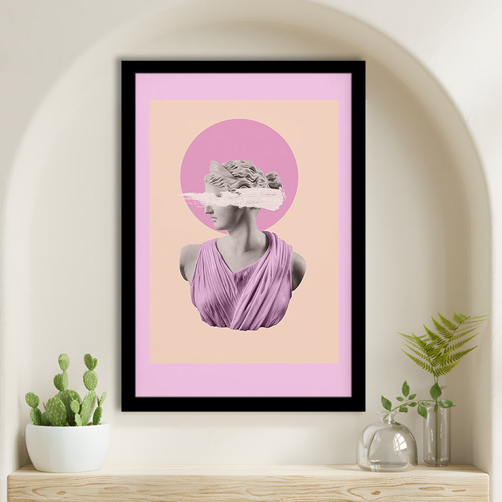 Ancient Aesthetic Statue Head Print Artemis Print Wall Art Pink Wall Print, Framed Art Prints Wall Decor