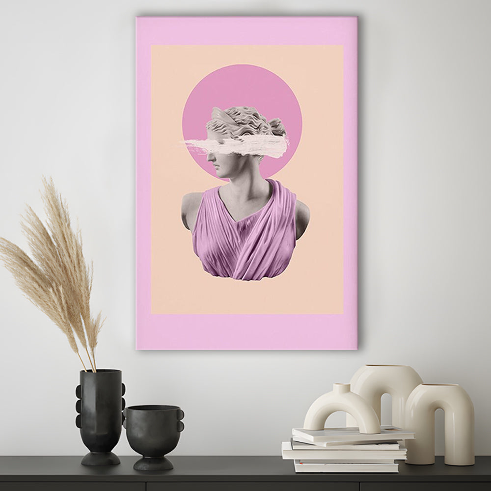 Ancient Aesthetic Statue Head Print Artemis Print Wall Art Pink Wall Print, Canvas Prints Wall Art