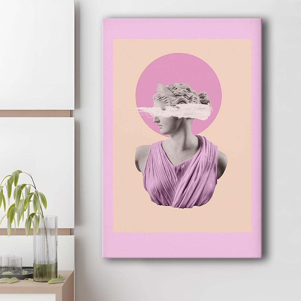 Ancient Aesthetic Statue Head Print Artemis Print Wall Art Pink Wall Print, Canvas Prints Wall Art