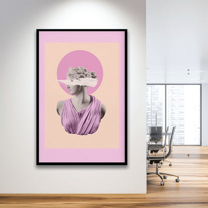 Ancient Aesthetic Statue Head Print Artemis Print Wall Art Pink Wall Print, Framed Art Prints Wall Decor
