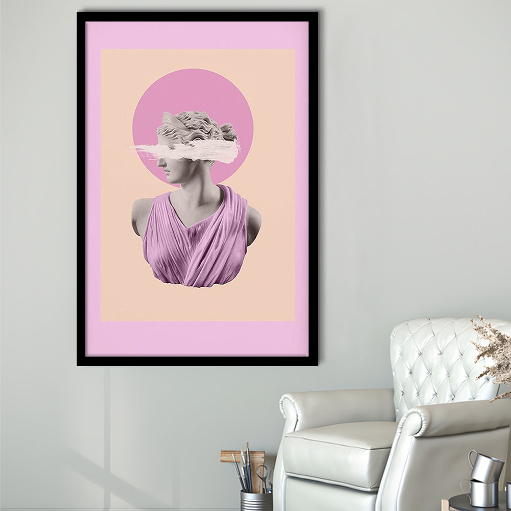 Ancient Aesthetic Statue Head Print Artemis Print Wall Art Pink Wall Print, Framed Art Prints Wall Decor