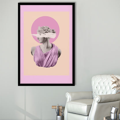 Ancient Aesthetic Statue Head Print Artemis Print Wall Art Pink Wall Print, Framed Art Prints Wall Decor