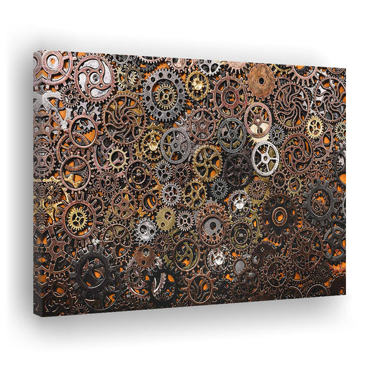 Ancient Mechanics Wall Art Set,Abstract Gears Framed Canvas Prints, Cavas Print Wall Art Hom Decor