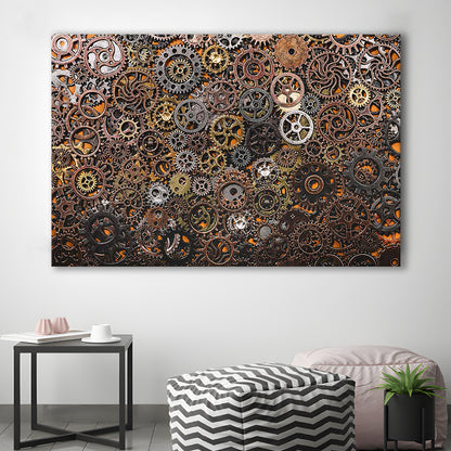 Ancient Mechanics Wall Art Set,Abstract Gears Framed Canvas Prints, Cavas Print Wall Art Hom Decor