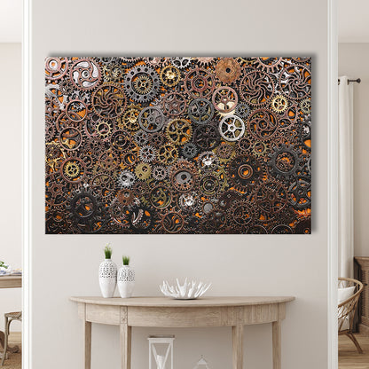 Ancient Mechanics Wall Art Set,Abstract Gears Framed Canvas Prints, Cavas Print Wall Art Hom Decor