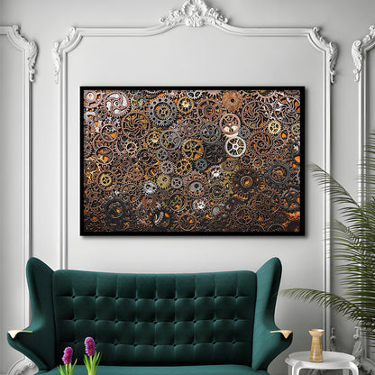 Ancient Mechanics Wall Art Set,Abstract Gears Framed Art Prints, Framed Art Print, Picture Framed