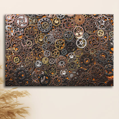 Ancient Mechanics Wall Art Set,Abstract Gears Framed Canvas Prints, Cavas Print Wall Art Hom Decor