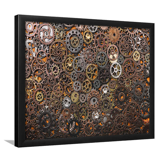 Ancient Mechanics Wall Art Set,Abstract Gears Framed Art Prints, Framed Art Print, Picture Framed