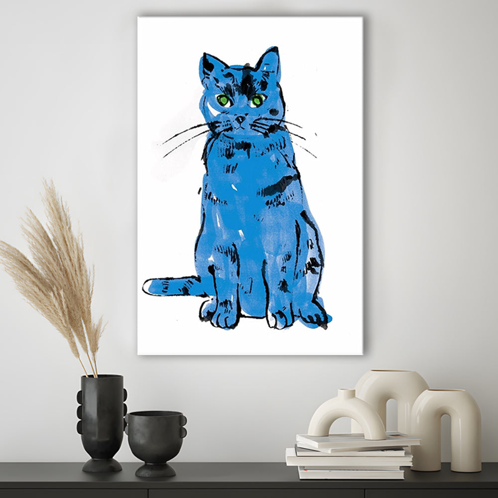 Andy Warhol Blue Cat Pop Art, Line Art Wall Decor, Cat Sam, Cat Print, Contemporary Art Print, Canvas Print, Canvas Decor