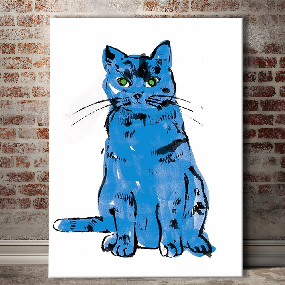 Andy Warhol Blue Cat Pop Art, Line Art Wall Decor, Cat Sam, Cat Print, Contemporary Art Print, Canvas Print, Canvas Decor