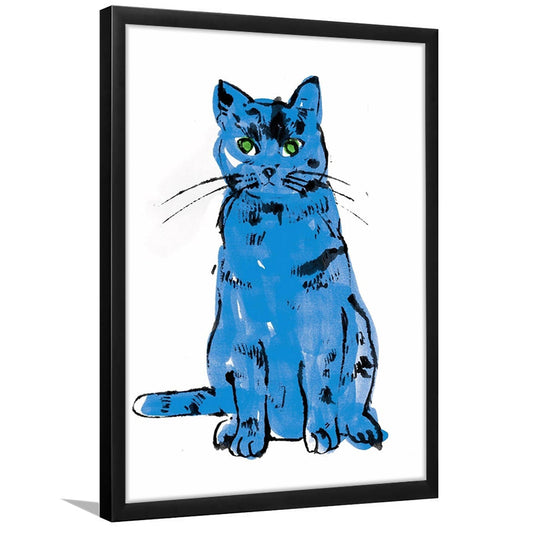 Andy Warhol Blue Cat Pop Art, Line Art Wall Decor, Cat Sam, Cat Print, Framed Art Print, Fine Art Print