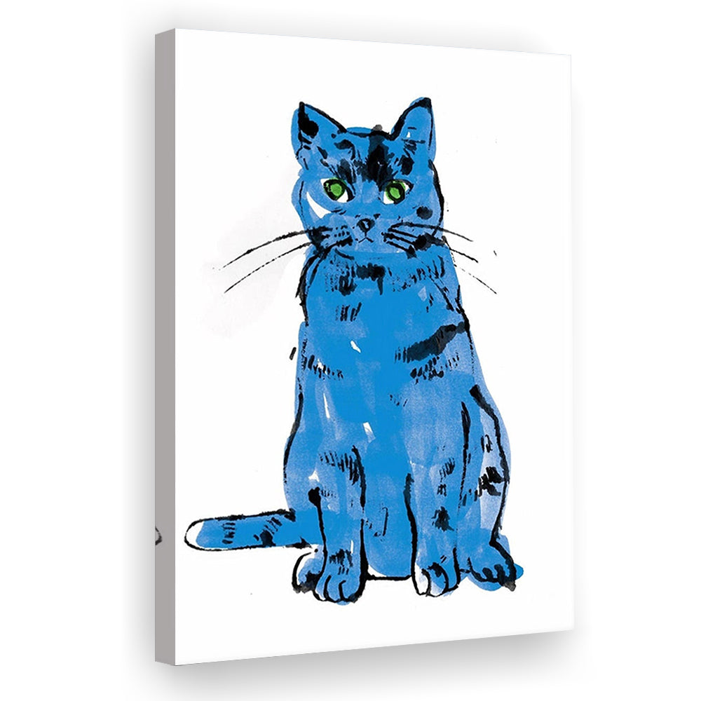 Andy Warhol Blue Cat Pop Art, Line Art Wall Decor, Cat Sam, Cat Print, Contemporary Art Print, Canvas Print, Canvas Decor