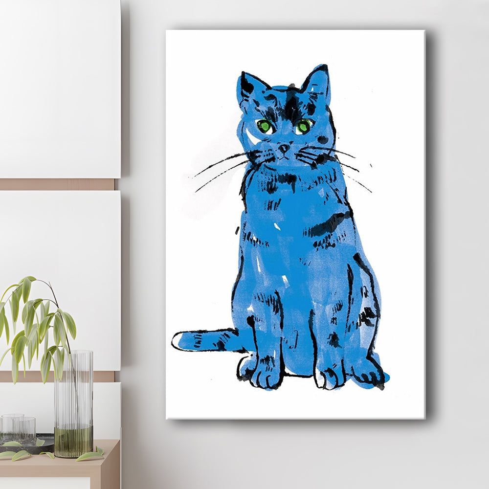 Andy Warhol Blue Cat Pop Art, Line Art Wall Decor, Cat Sam, Cat Print, Contemporary Art Print, Canvas Print, Canvas Decor