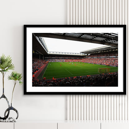 Anfield Football Stadium, Stadium Canvas, Sport Art, Gift for him, White Border Framed Art Print Wall Decor